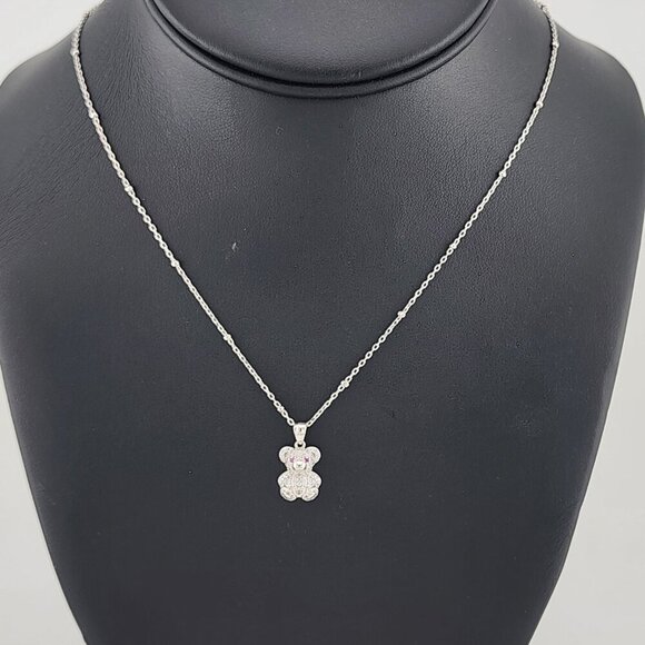 Sterling Silver 925 Teddy Bear Pendant Necklace – Cute Dainty Gift-Ready